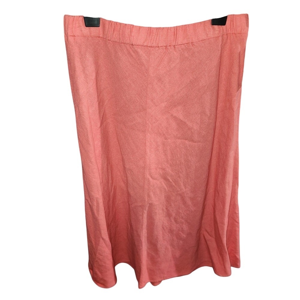Liz Claiborne‎ Women's Skirt Size S Coral Pink Linen Blend Elastic Waist New